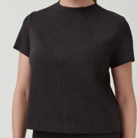 {NWT SPANX The Perfect Funnel Top Crewneck Ponte in Charcoal Heather Gray Large} - Picture 1 of 11